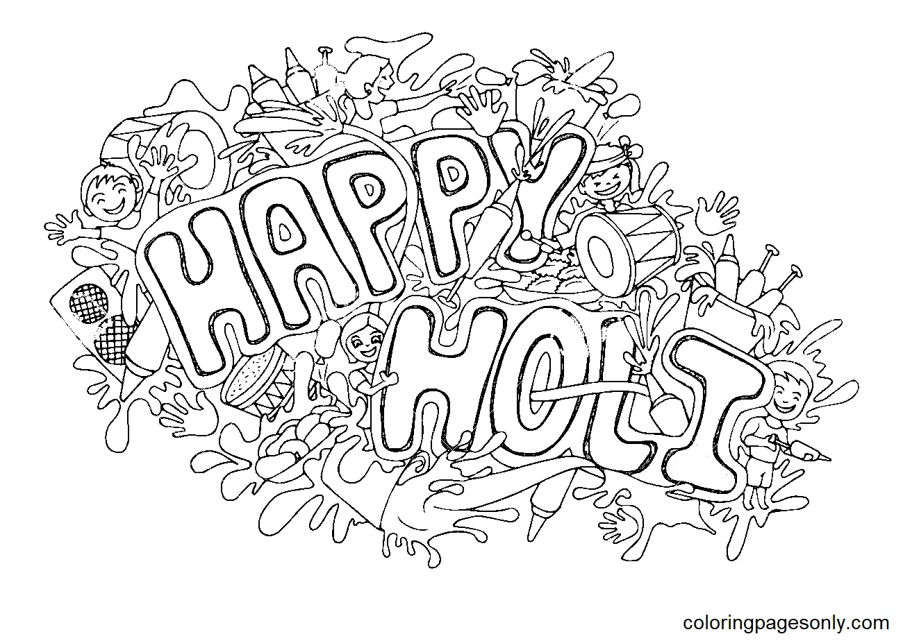 Holi Coloring Pages 10
