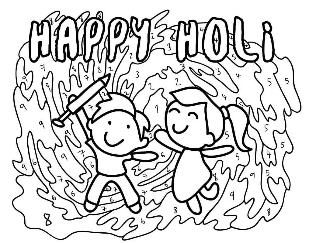 Holi Coloring Pages 19