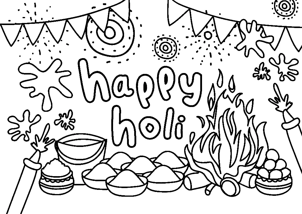 Holi Coloring Pages 3