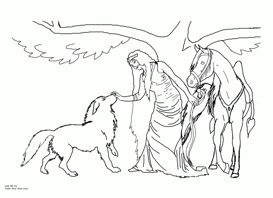 Ausmalbilder Pferd und Reiter