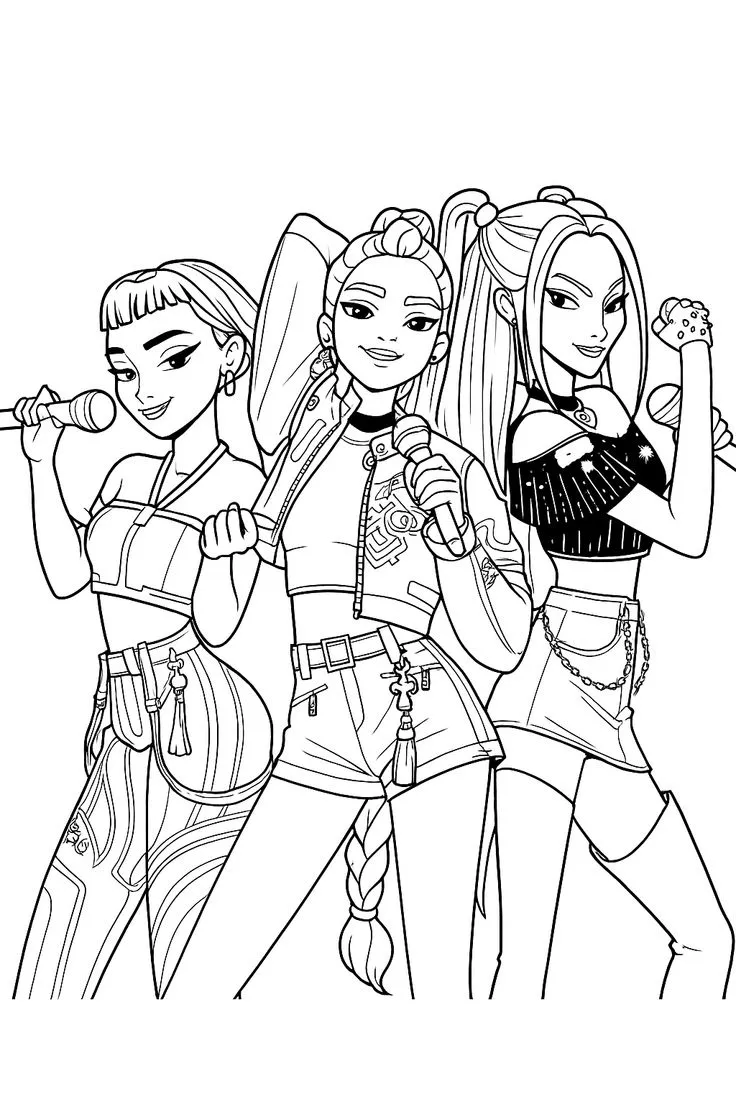 Huntrix Coloring Pages 1