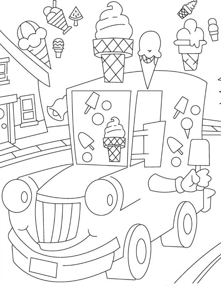Desenhos de Caminhao de Sorvete Para Colorir 42