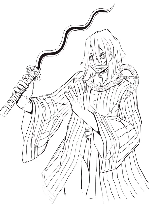 Iguro Obanai Coloring Pages 14