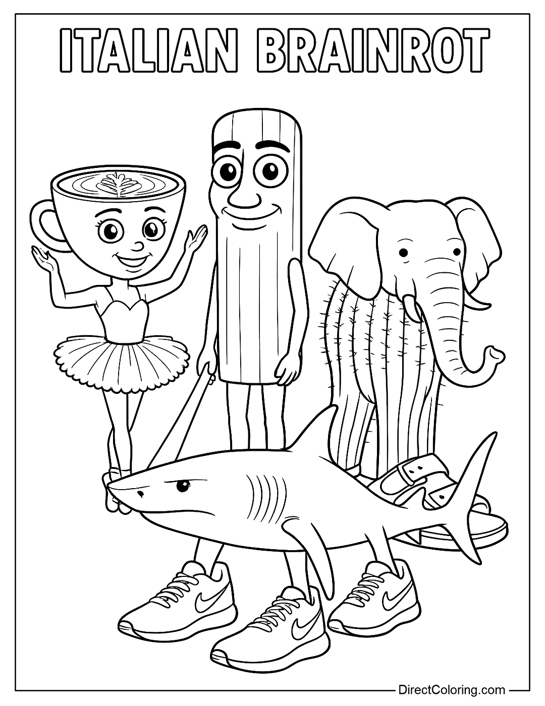 Italian Brainrot Coloring Pages 1