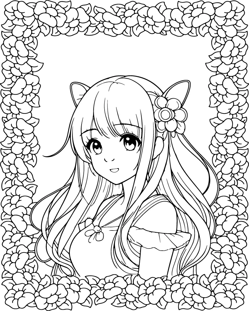 Kawaii Anime Princess Coloring Pages 10