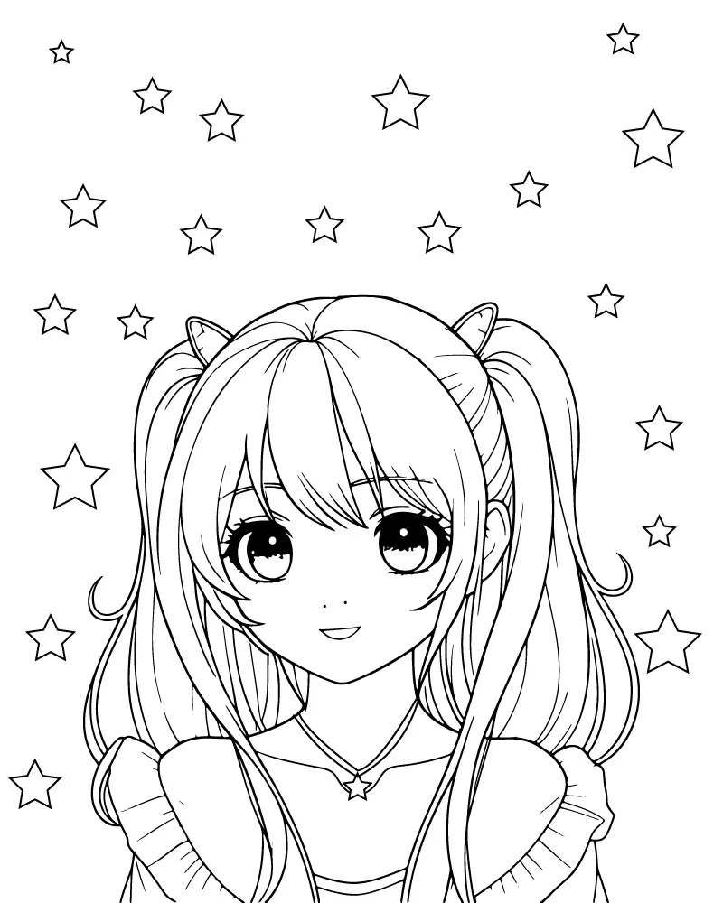 Kawaii Anime Princess Coloring Pages 13