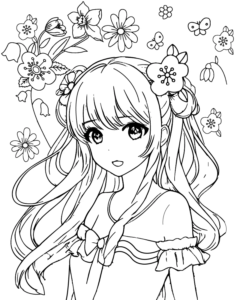 Kawaii Anime Princess Coloring Pages 17
