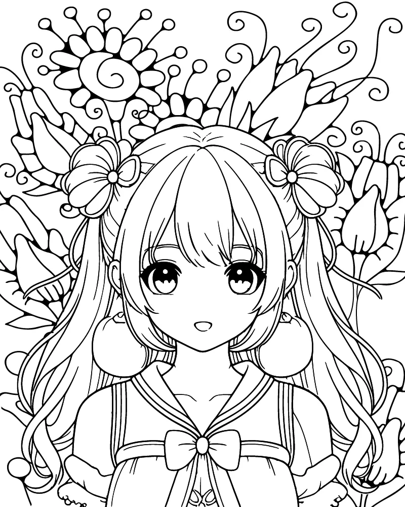 Kawaii Anime Princess Coloring Pages 2