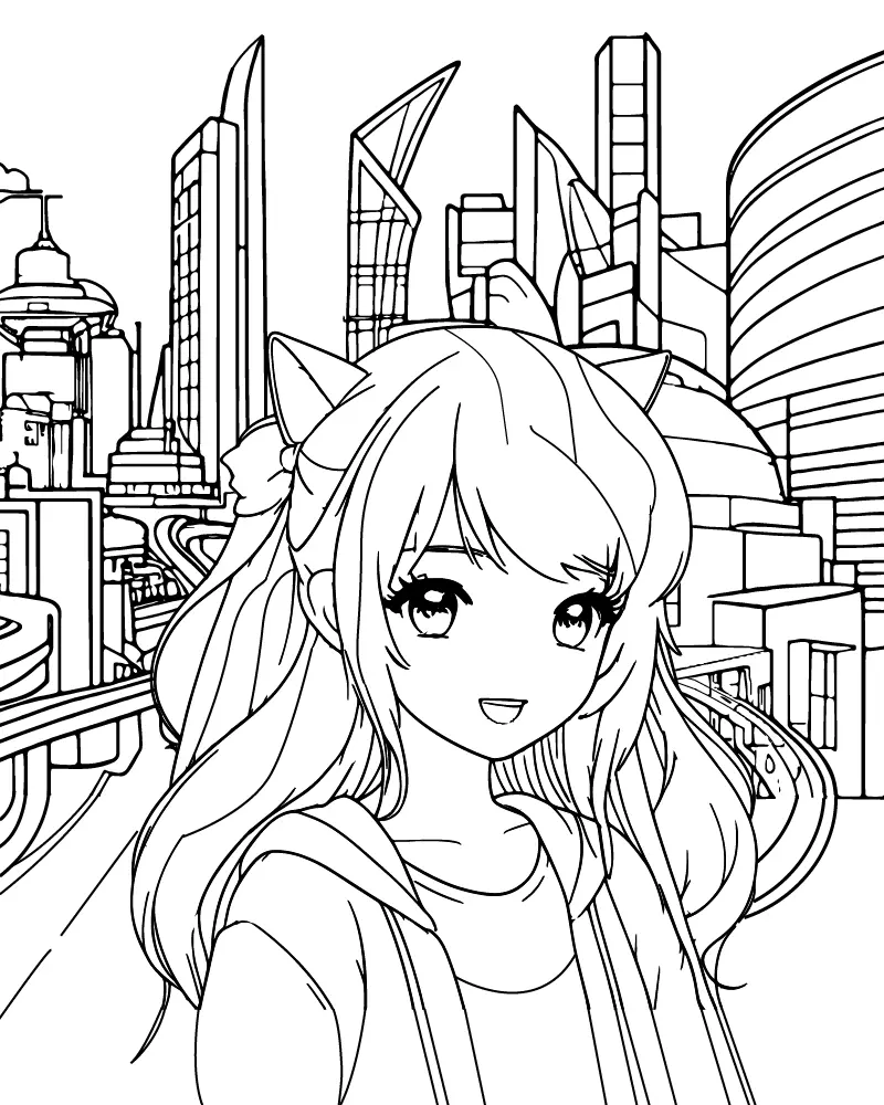 Kawaii Anime Princess Coloring Pages 6