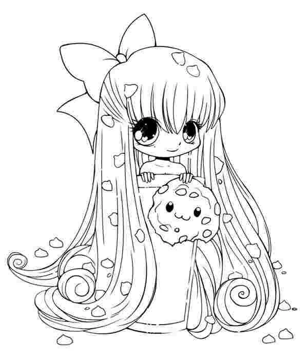Desenhos de Meninas Kawaii Para Colorir 14