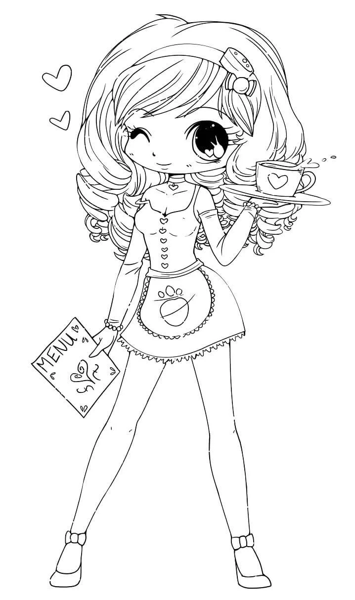 Desenhos de Meninas Kawaii Para Colorir 3