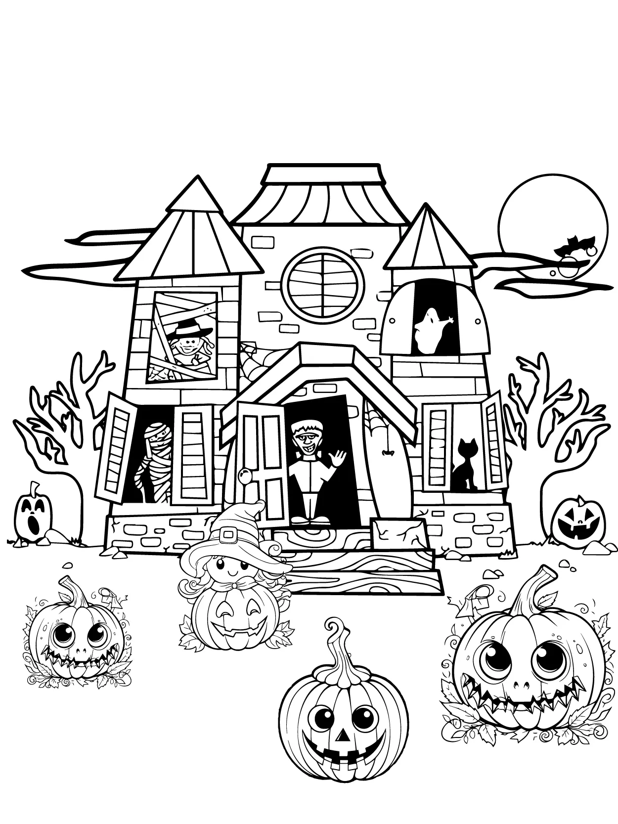 Kawaii Halloween Coloring Pages