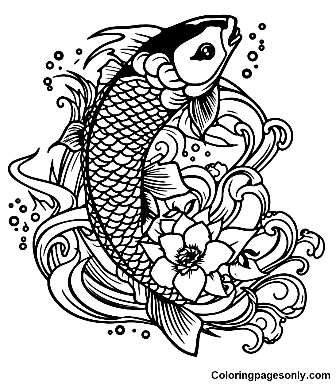 Desenhos de Peixes Koi Para Colorir 3