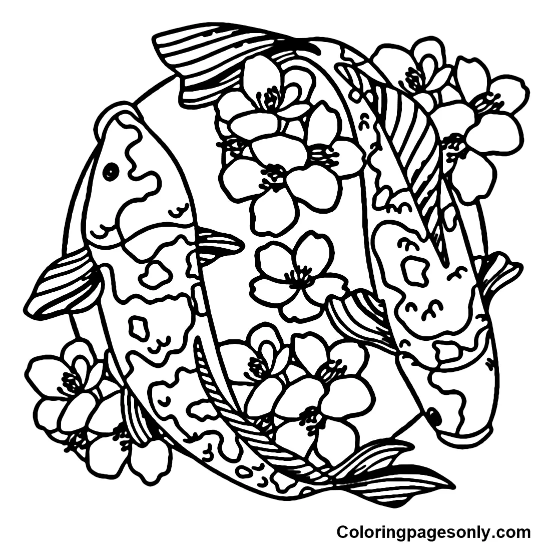 Desenhos de Peixes Koi Para Colorir 30