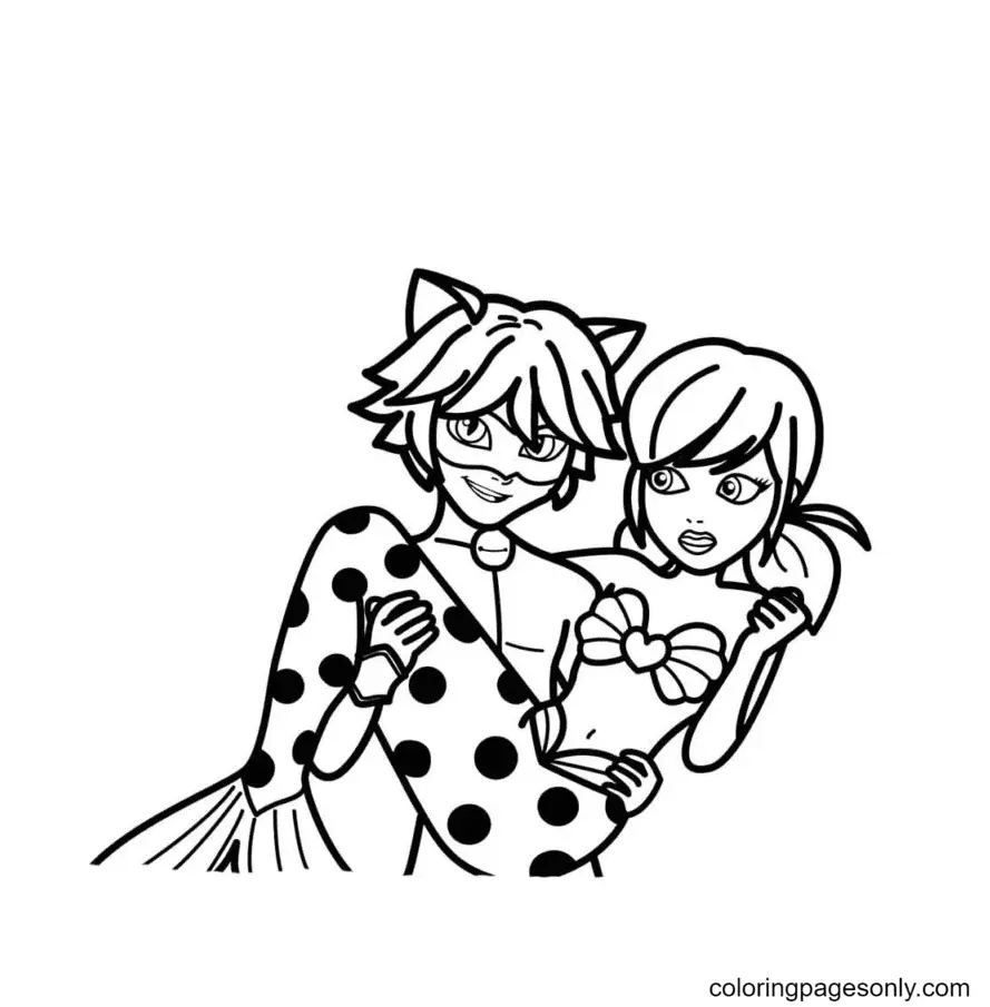 Ladybug and Cat Noir Coloring Pages 1