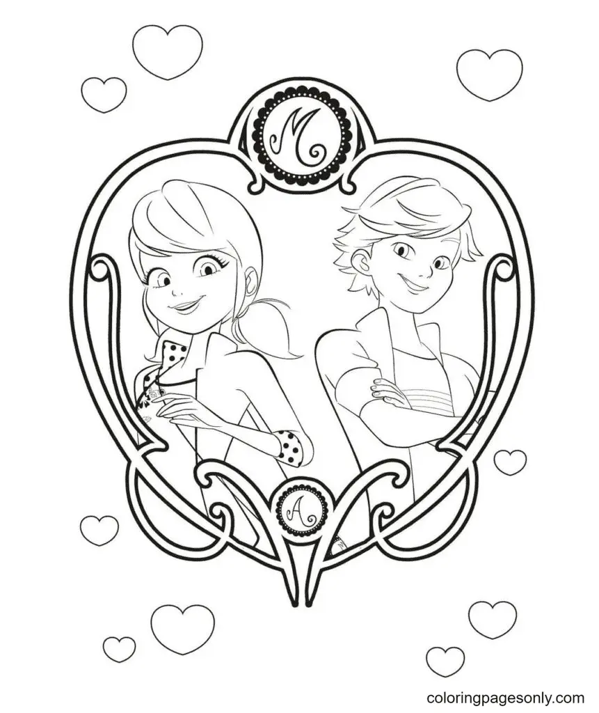 Ladybug and Cat Noir Coloring Pages 16