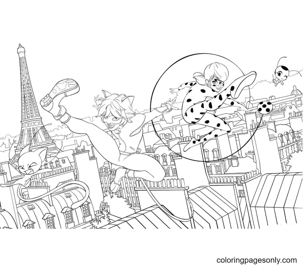 Ladybug and Cat Noir Coloring Pages 39