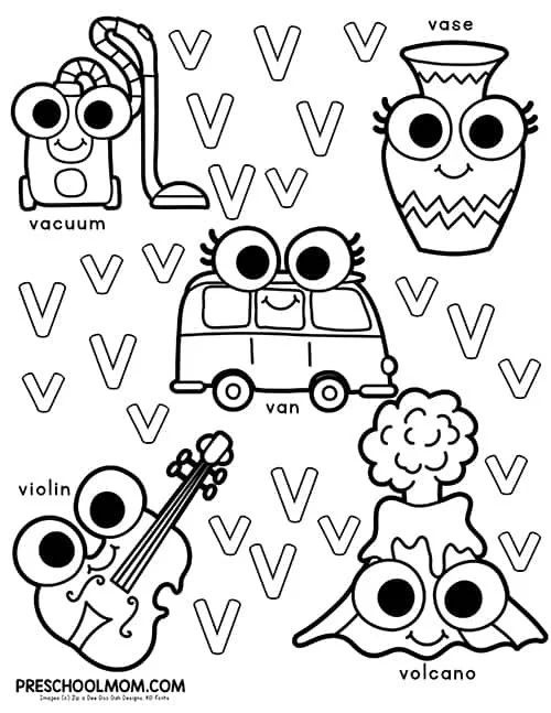 Desenhos de Letra V Para Colorir 44