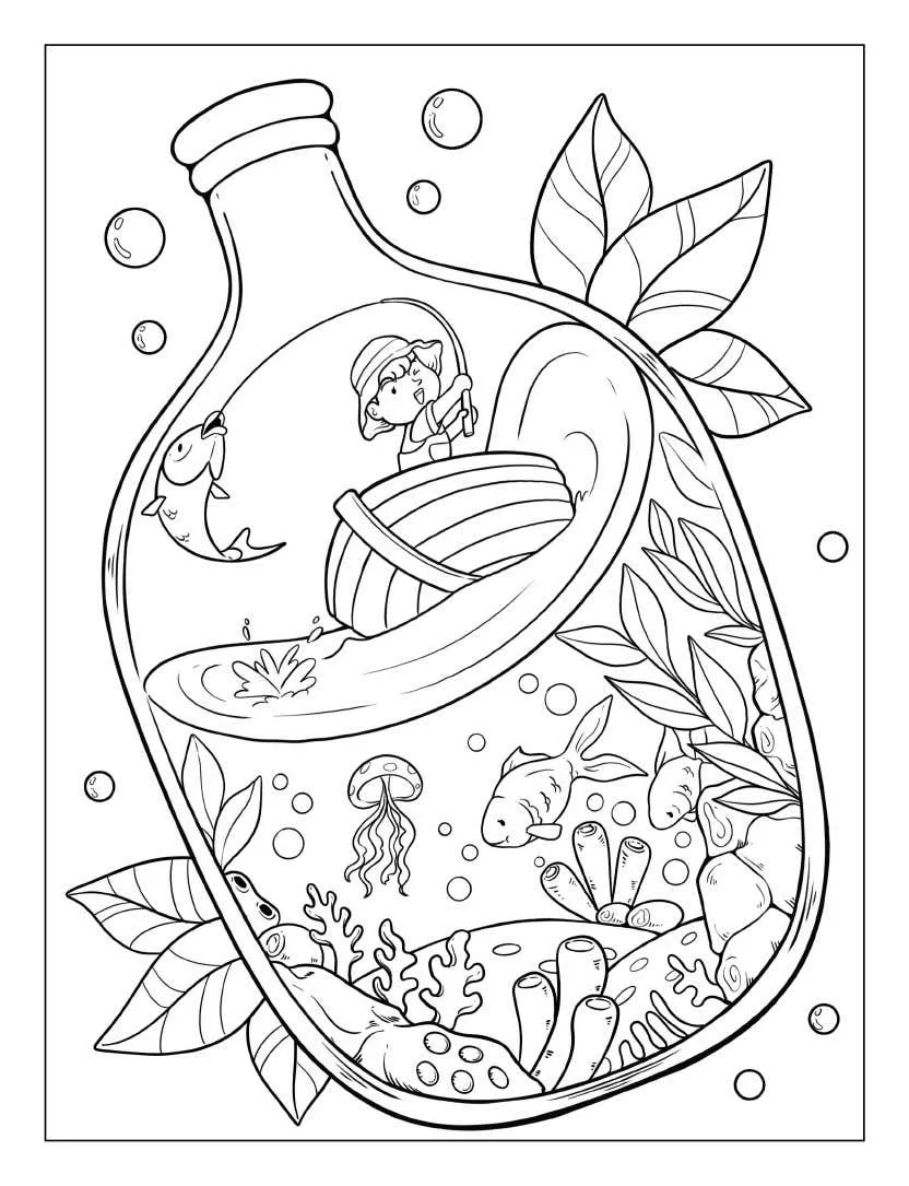 Vida dentro del tarro pginas para colorear 9