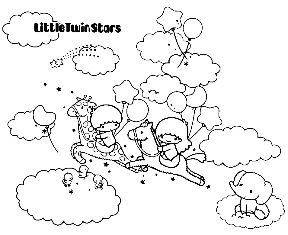 Little Twin Stars Coloring Pages 4