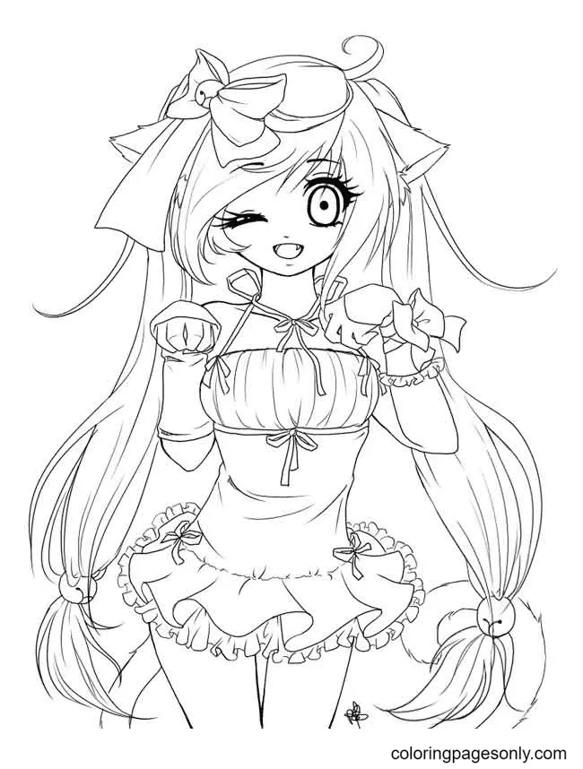 Long Hair Anime Girl Coloring Pages 15