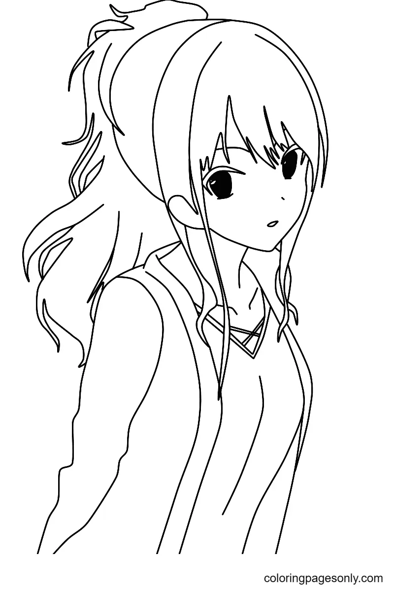 Long Hair Anime Girl Coloring Pages 17