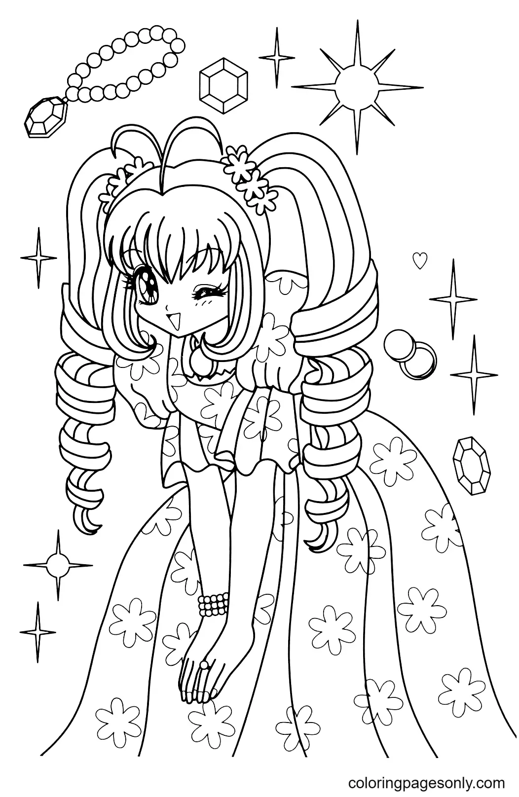 Long Hair Anime Girl Coloring Pages 24