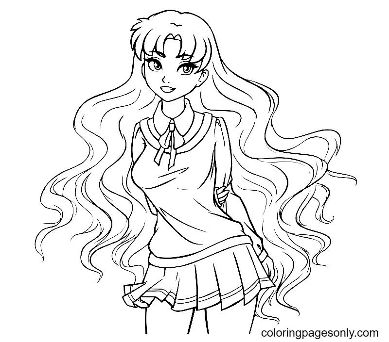 Long Hair Anime Girl Coloring Pages 29