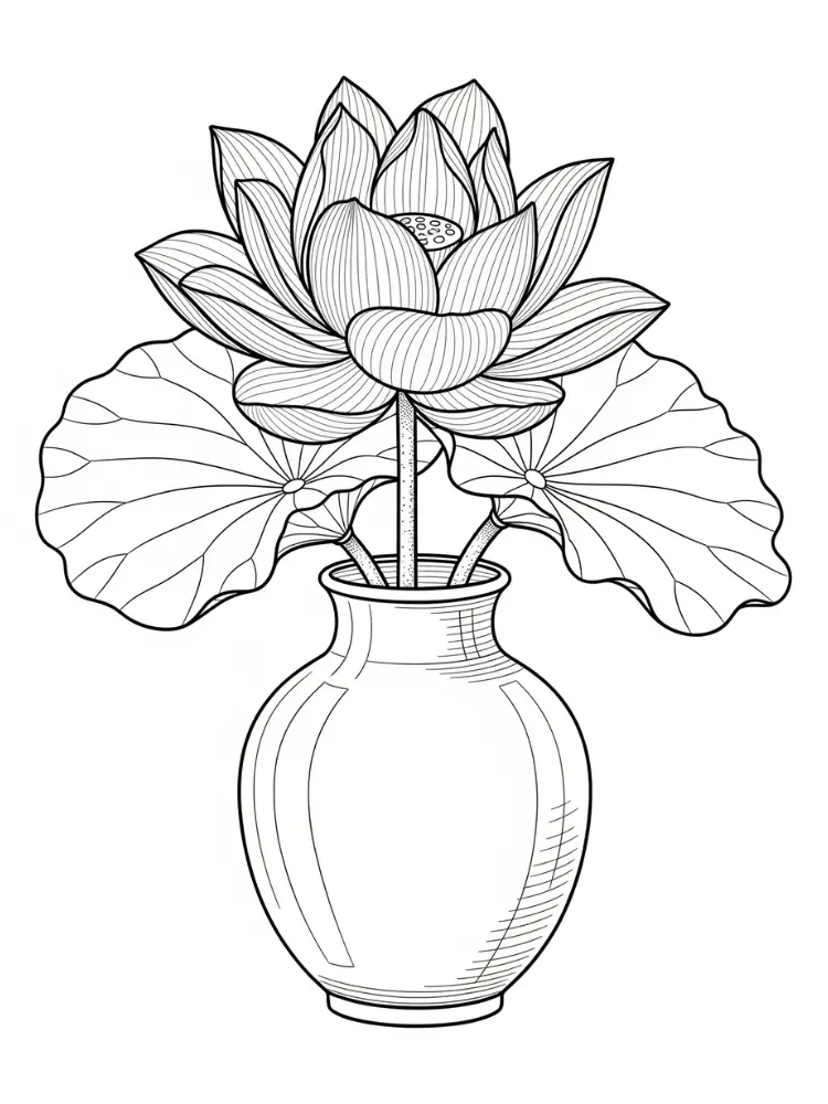 Lotus Coloring Pages 17