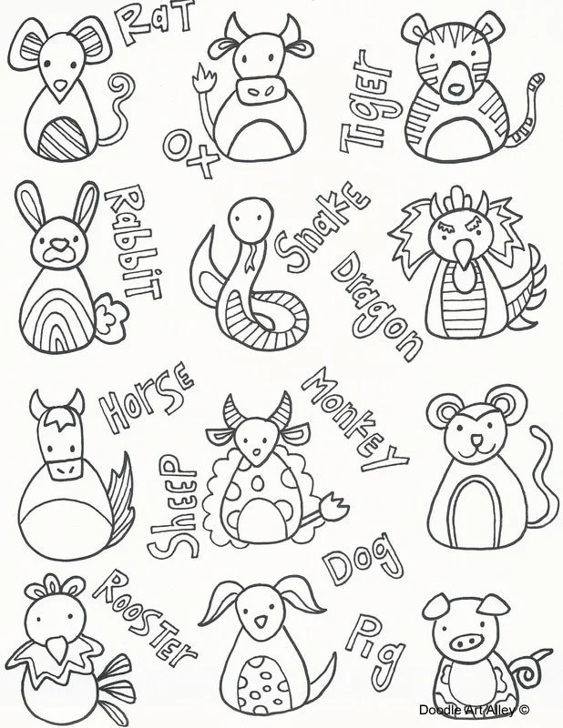 Ausmalbilder zum Lunar New Year 2