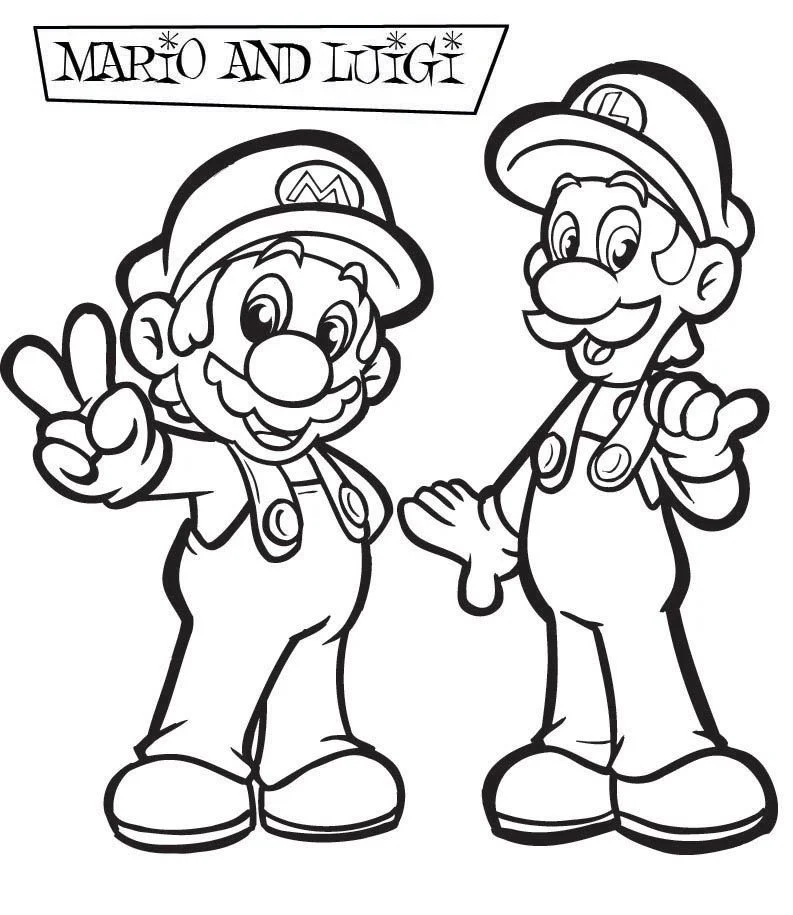 Mario Y Luigi Para Colorear 1