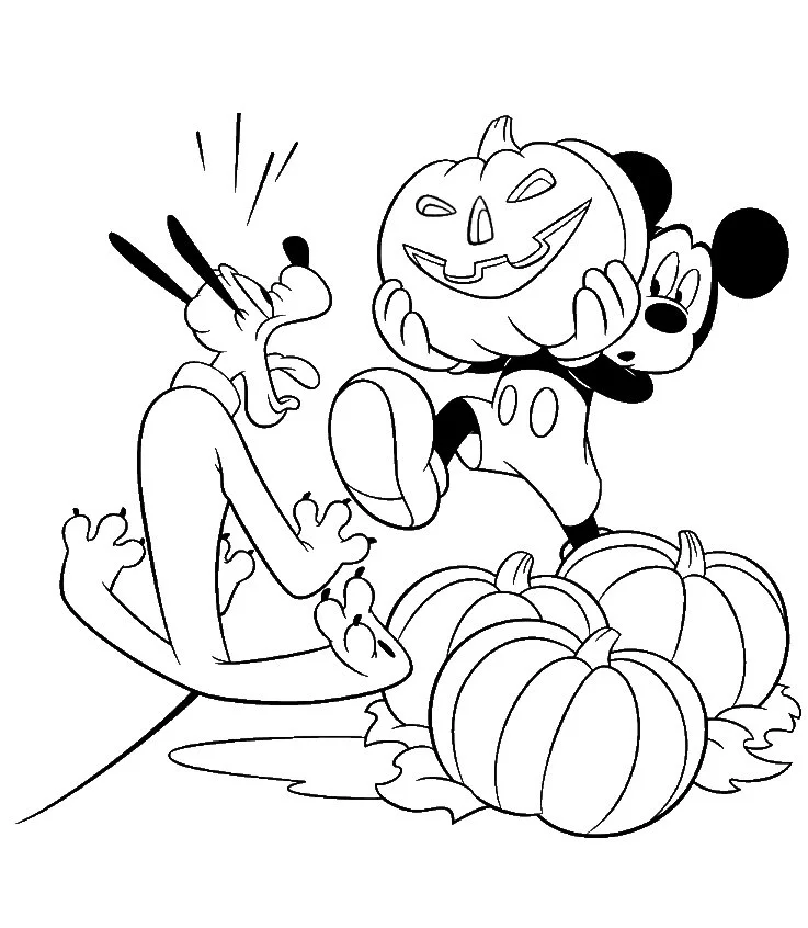 Mickey Mouse Calabaza Para Colorear