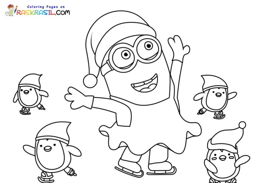 Los Minions En Navidad Para Colorear 3