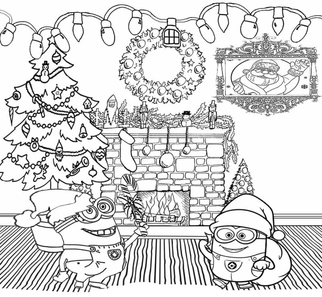 Los Minions En Navidad Para Colorear 6