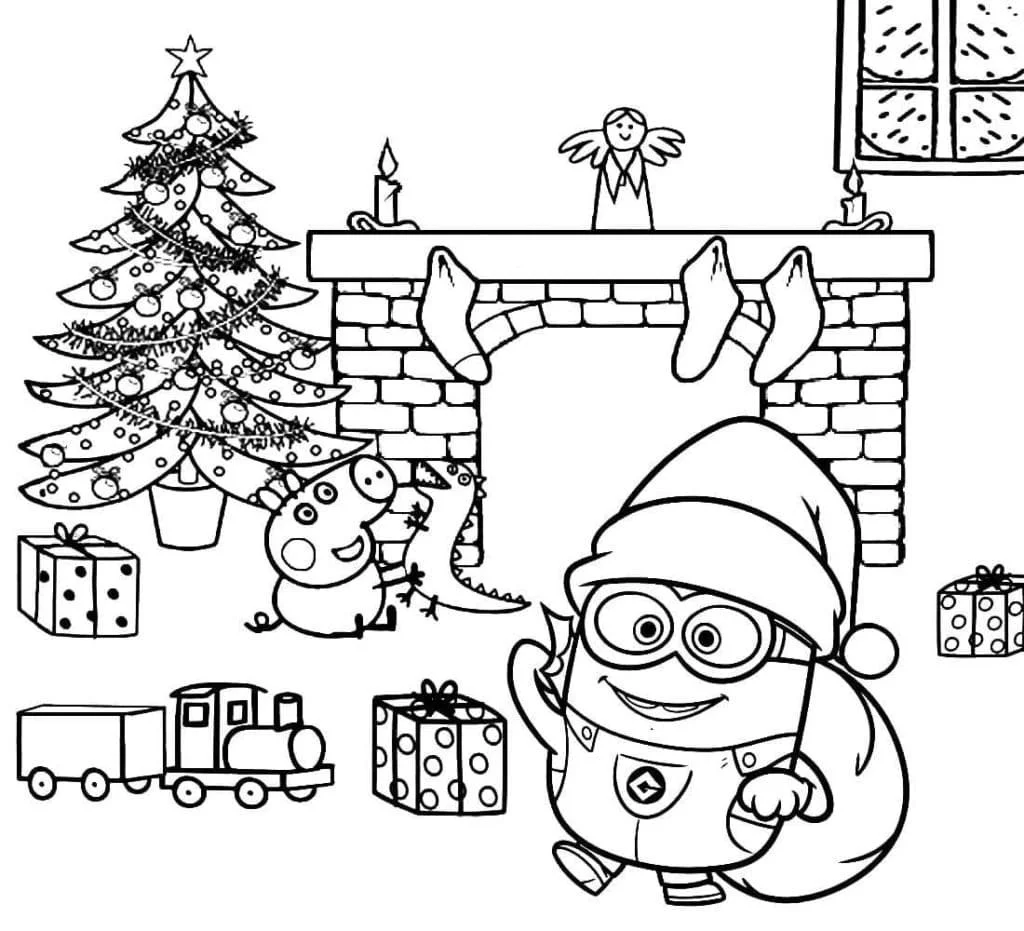 Los Minions En Navidad Para Colorear 8