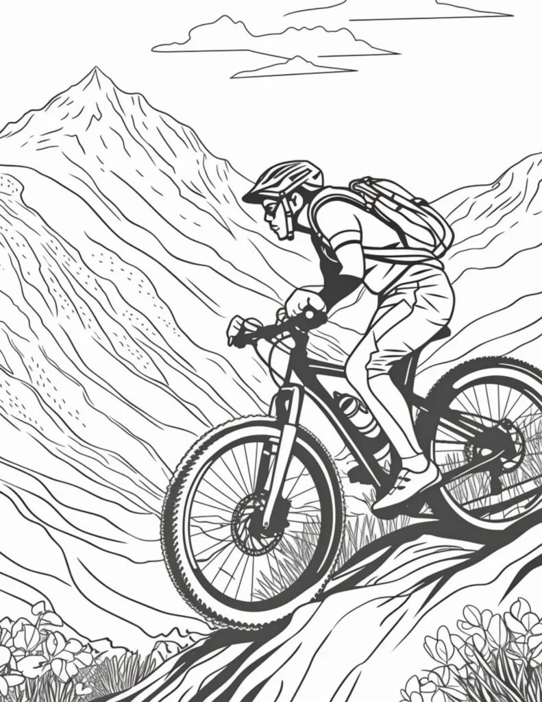 Desenhos de Fazendo Ciclismo Na Montanha Para Colorir 4