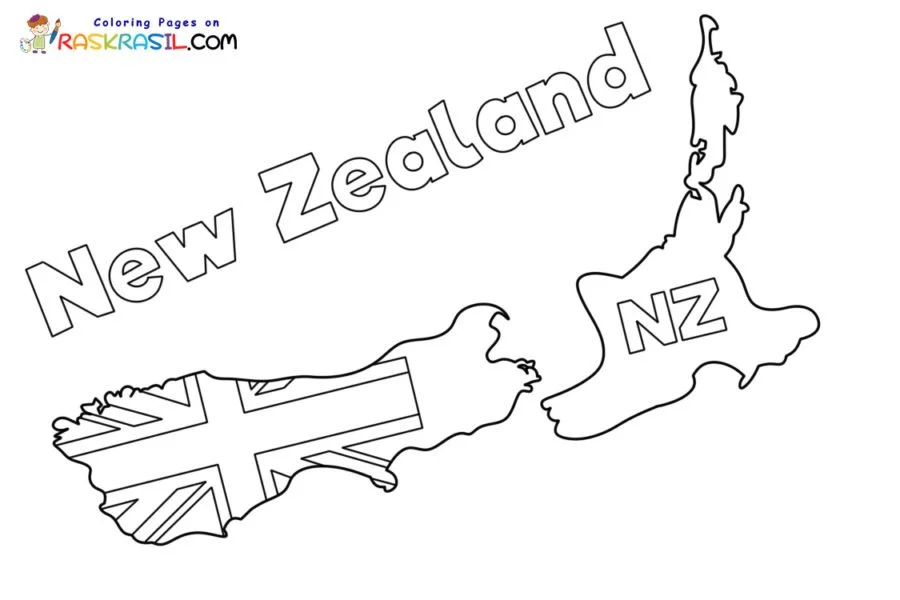 Nueva Zelanda Para Colorear 1