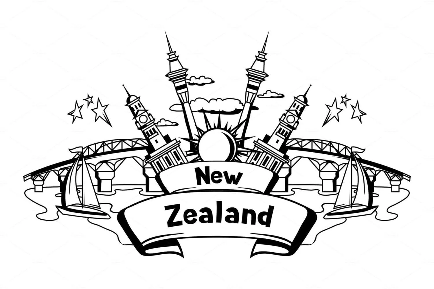 Nueva Zelanda Para Colorear 6