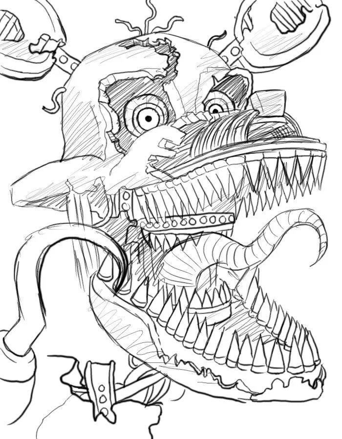 Nightmare Foxy Coloring Pages 6