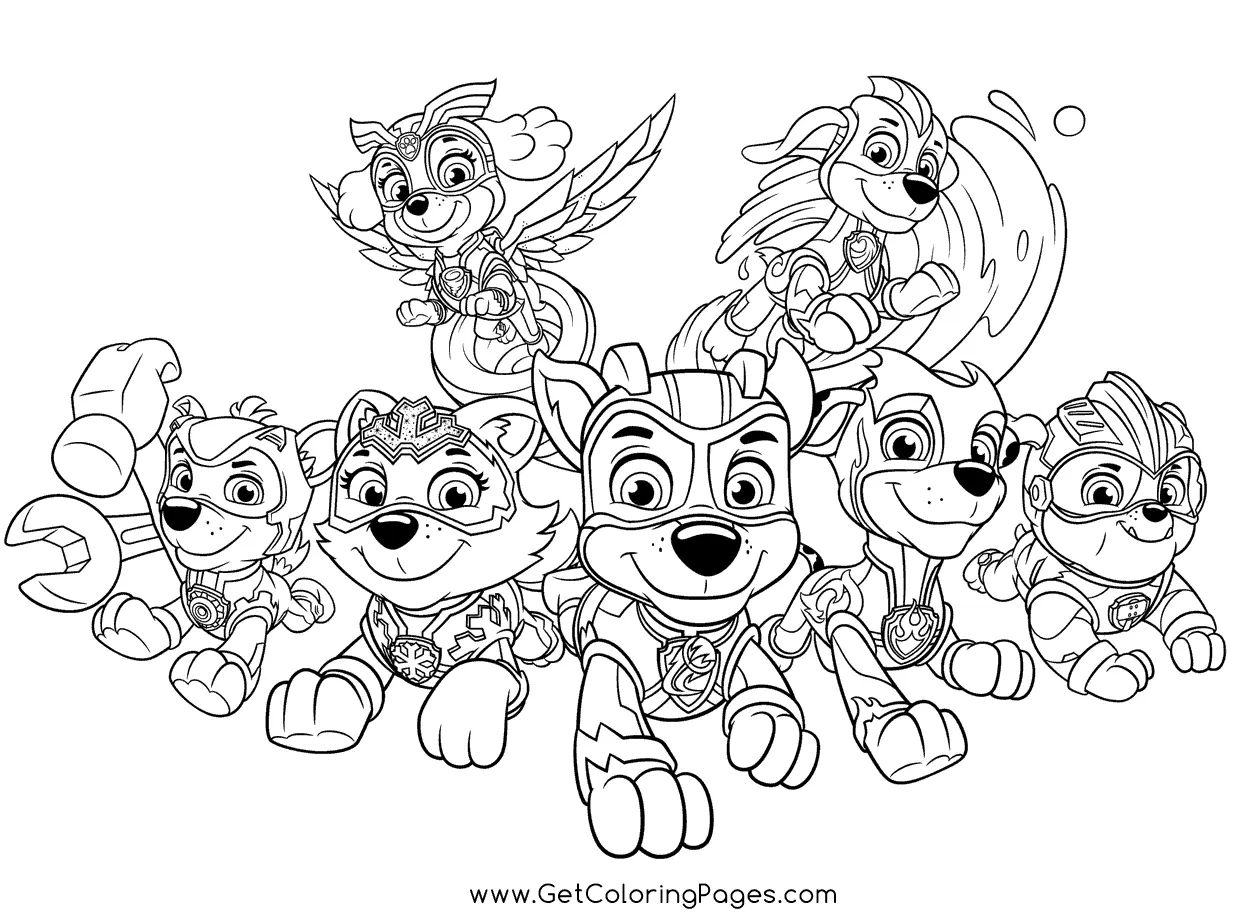 Paw Patrol Mighty Pups Coloring Pages 1