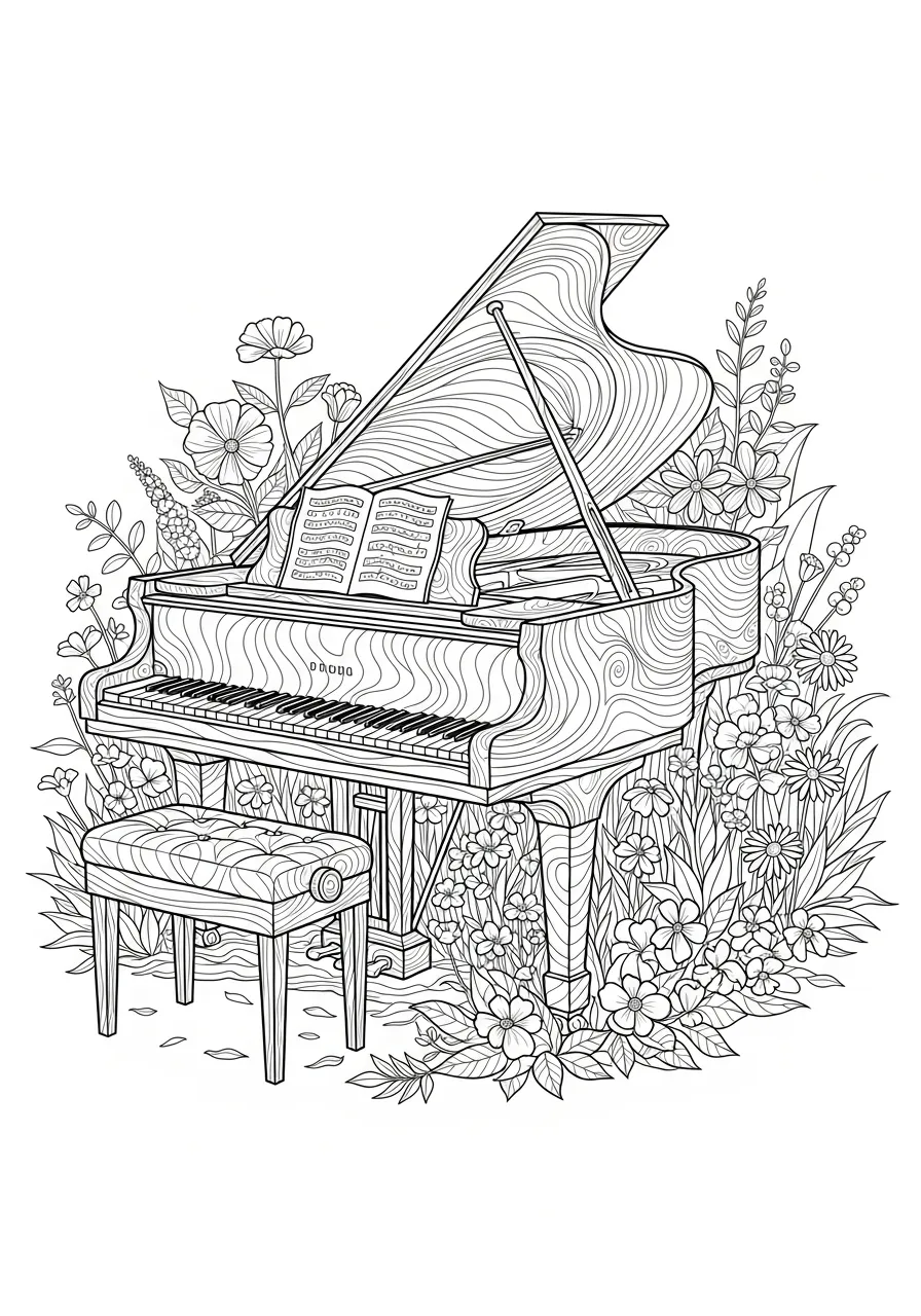 Piano Coloring Pages 1