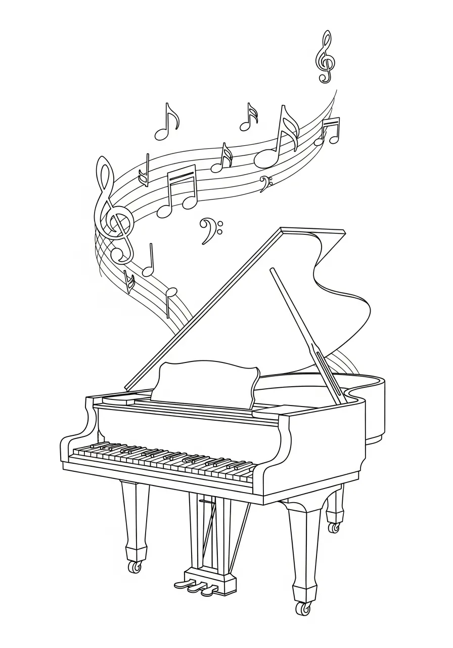 Piano Coloring Pages 11