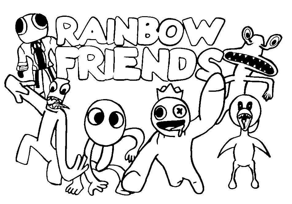 Pink Rainbow Friends Ausmalbilder 1