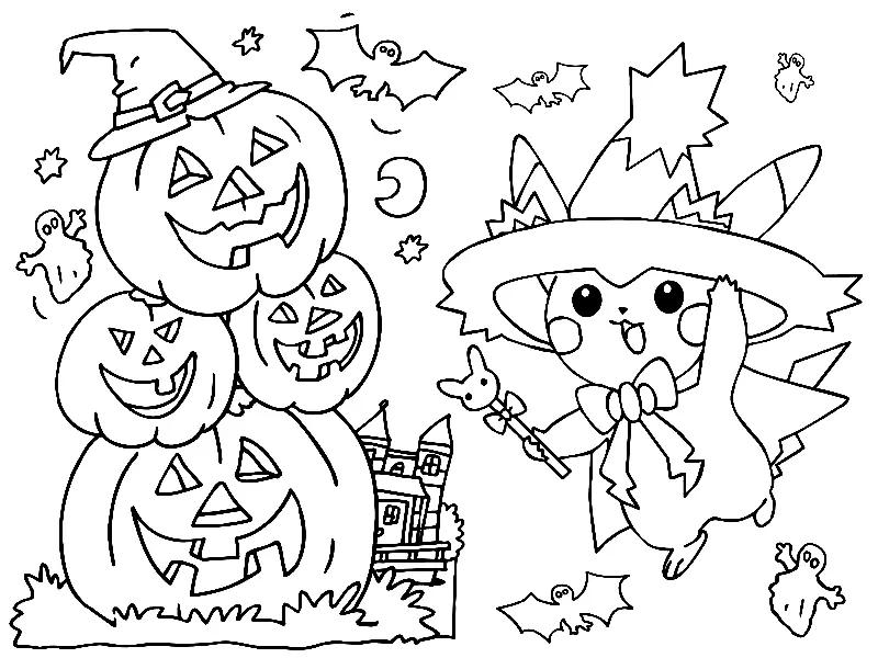 Desenhos de Pokemon Halloween Para Colorir 38