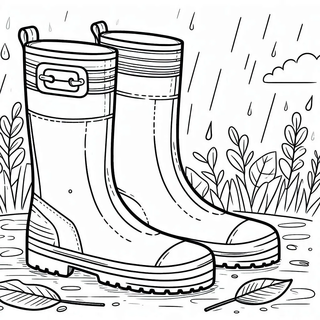 Botas de Lluvia para Colorear 15