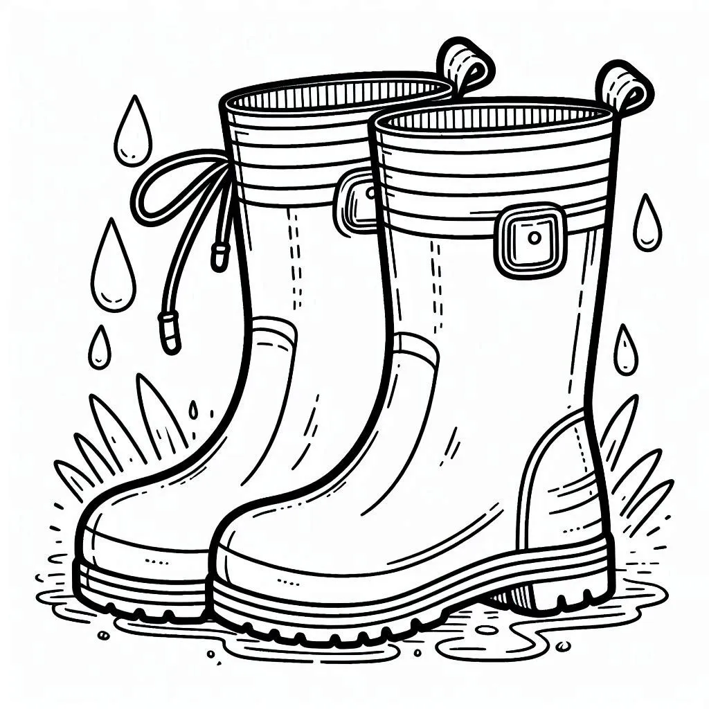 Botas de Lluvia para Colorear 19