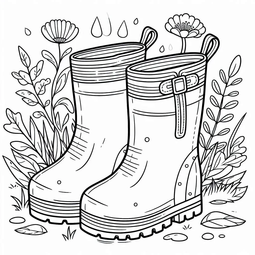 Botas de Lluvia para Colorear 21