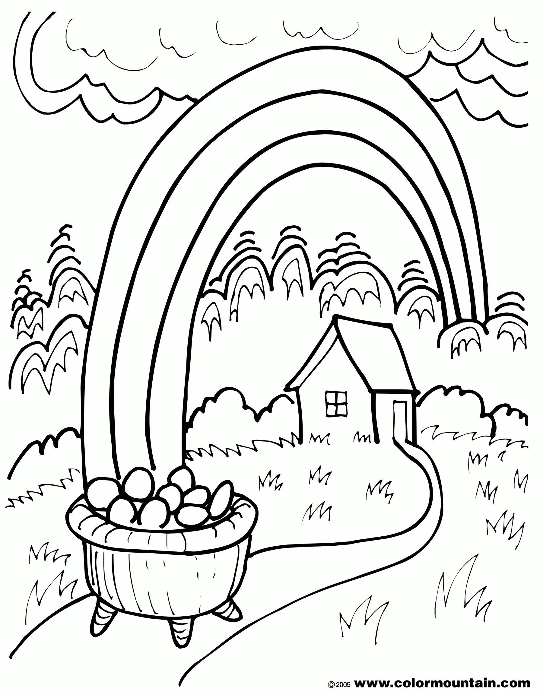 Desenhos de Arco-Iris E Pote de Ouro Para Colorir 5