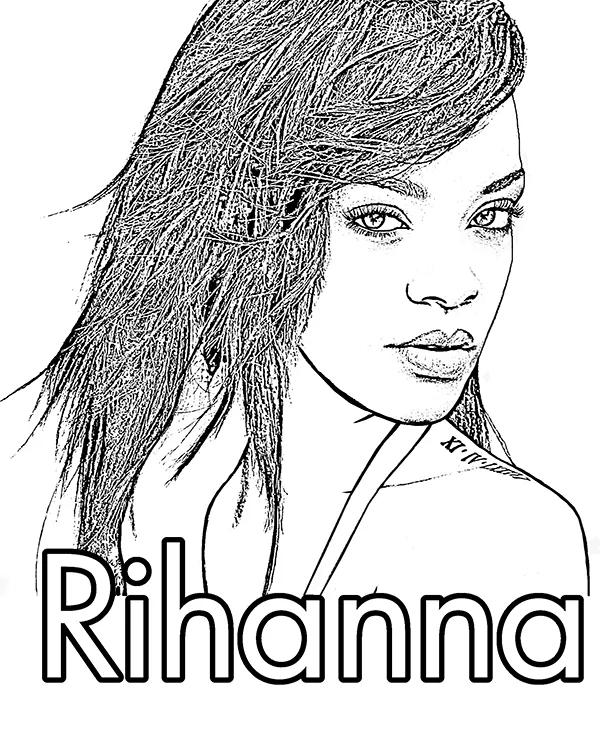 Rihanna Para Colorir 1