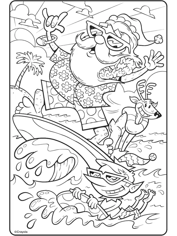 Santa Reindeer Coloring Pages 2